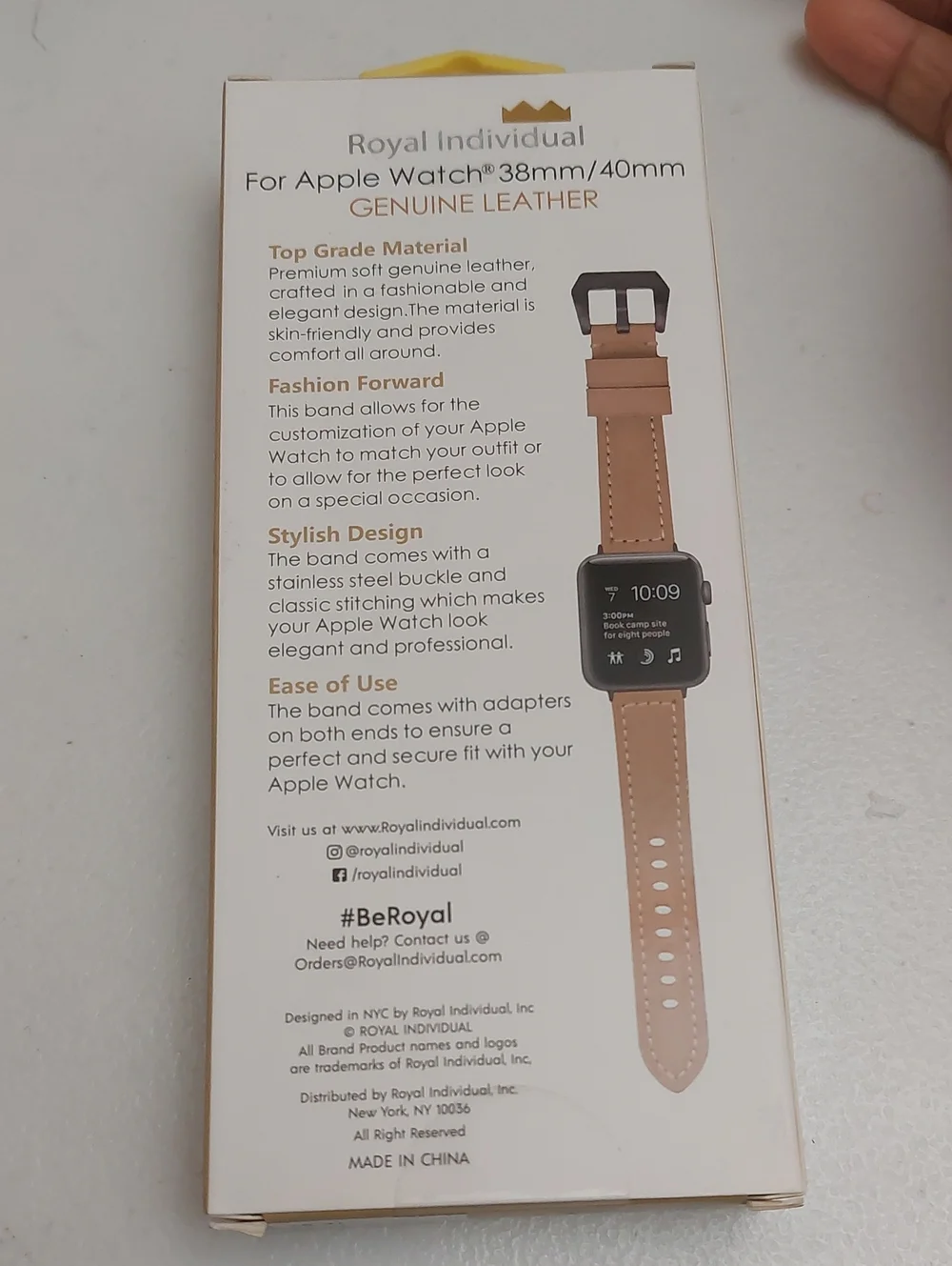 Royal Individual Genuine Leather Strap for a 38mm or 40mm Apple Watch Tan Black